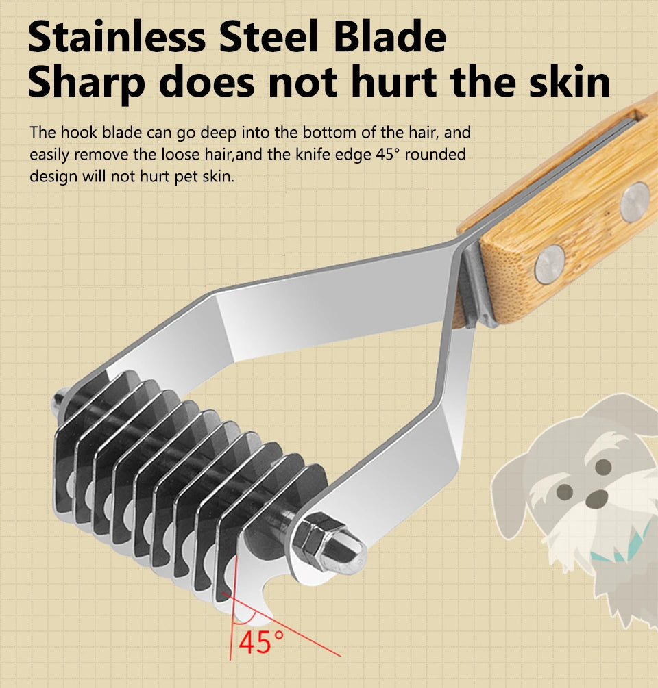 Deshedding Brush and Dematting Comb | Stainless Steel Pet Grooming Tool - Happy Tail Center