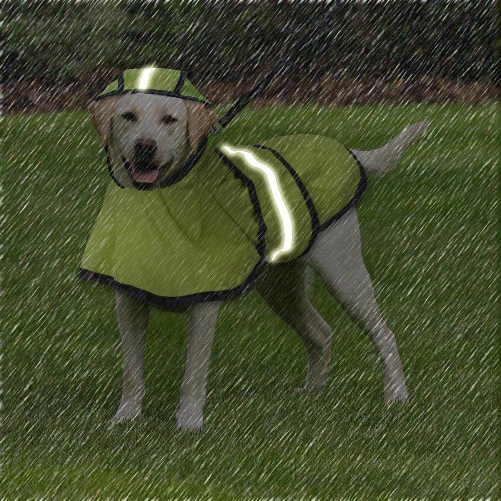 Dog Reflective Raincoat - Waterproof | Hooded Jumpsuit for Small to Large Breeds - Happy Tail Center