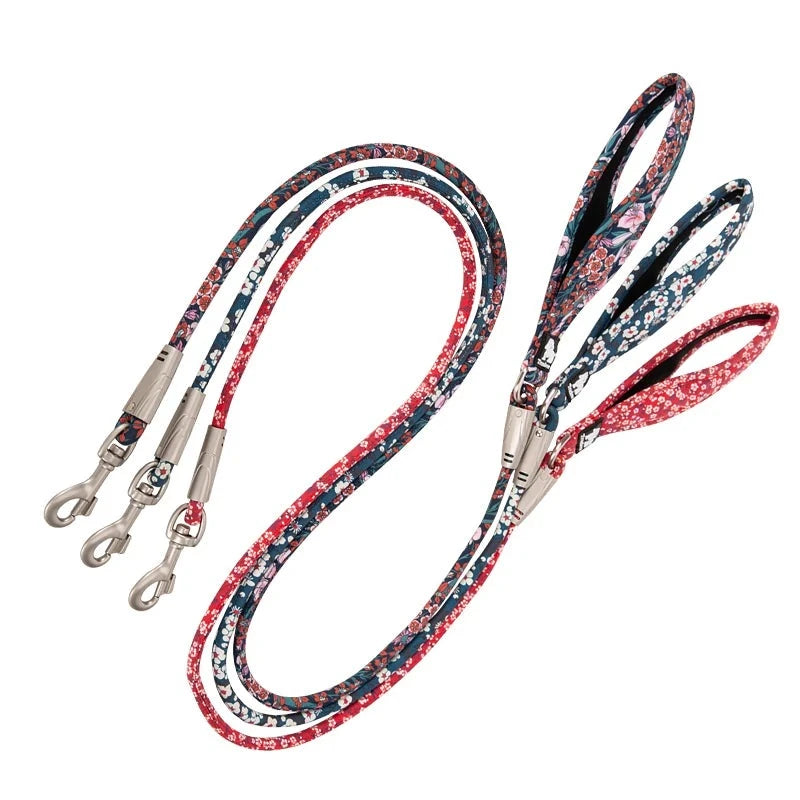 Floral Rope Leash for Dogs and Cats – Premium 100% Cotton Fabric! - Happy Tail Center