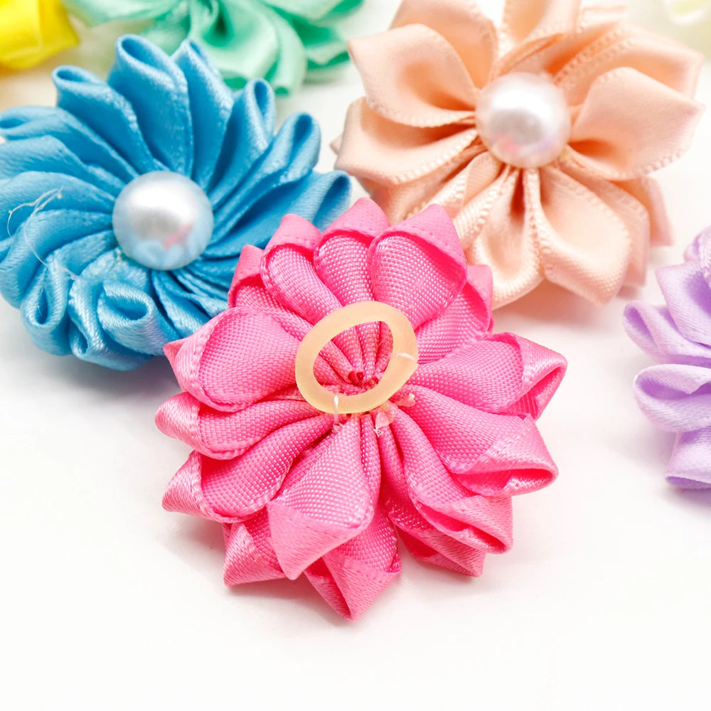 Flower Dog Hair Bows – Adorable Pet Grooming Accessories for Dogs and Cats (20pcs/lot) - Happy Tail Center