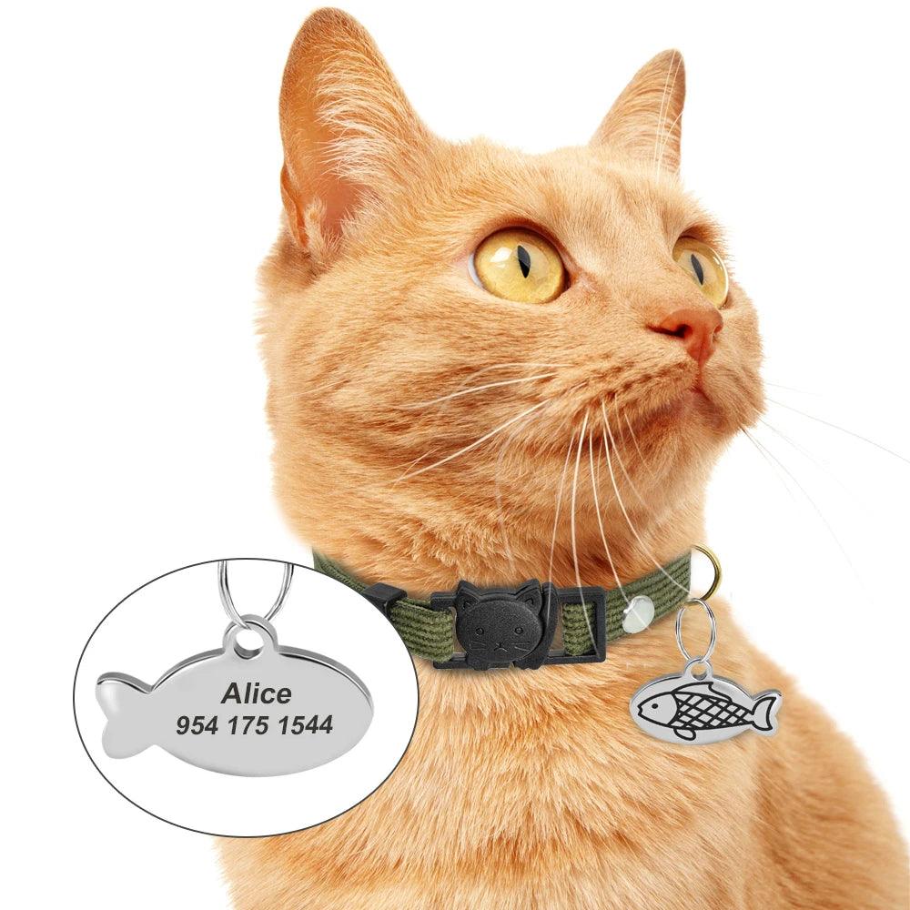 Fish-Shaped Custom Engraved Cat ID Tag | Adorable Nameplate for Kittens and Cats - Happy Tail Center