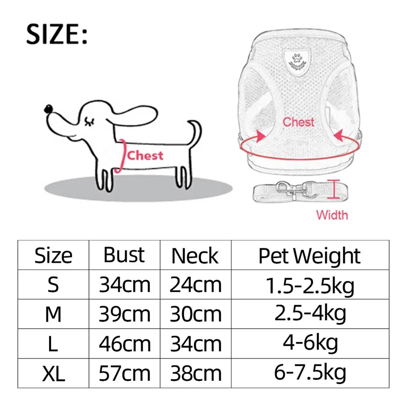 Adjustable Cat Harness Vest with Leash - Mesh Walking Collar for Small Dogs and Pets