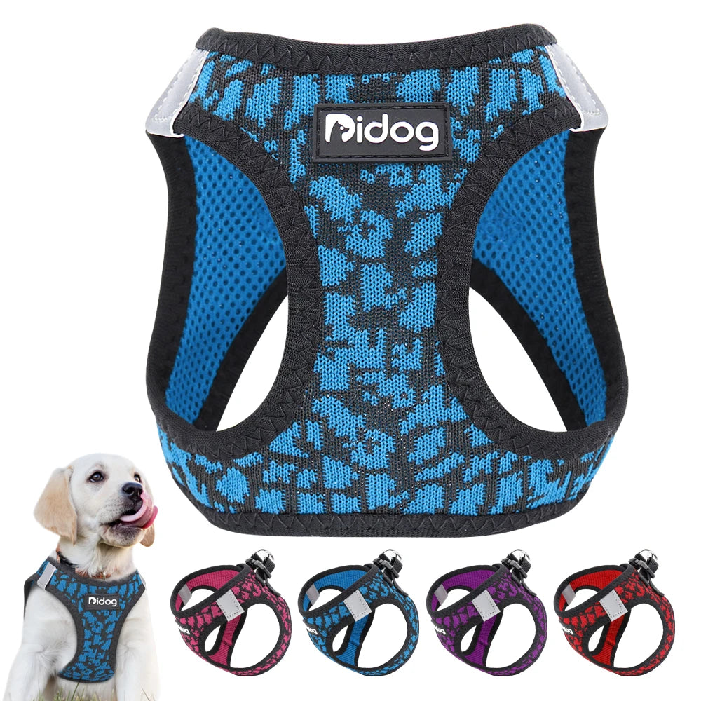 No Pull Mesh Dog Harness - Reflective Nylon, Adjustable for Small to Medium Dogs, French Bulldog, Pug