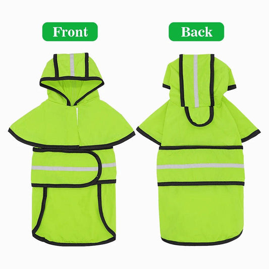 Dog Reflective Raincoat - Waterproof | Hooded Jumpsuit for Small to Large Breeds - Happy Tail Center