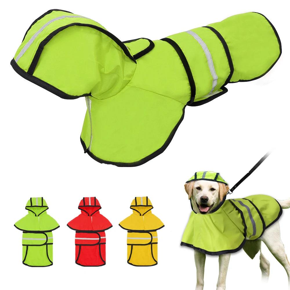 Dog Reflective Raincoat - Waterproof | Hooded Jumpsuit for Small to Large Breeds - Happy Tail Center