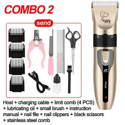 Cordless Dog Clippers - Rechargeable Pet Hair Grooming Trimmer Set - View 8 - Happy Tail Center
