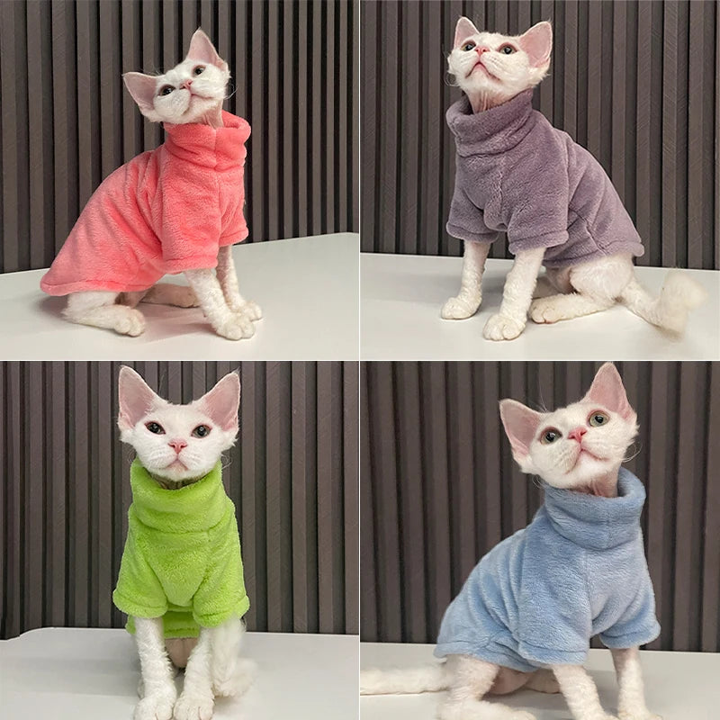 Winter Turtleneck Cat Sweater Coat - Warm Pet Clothing