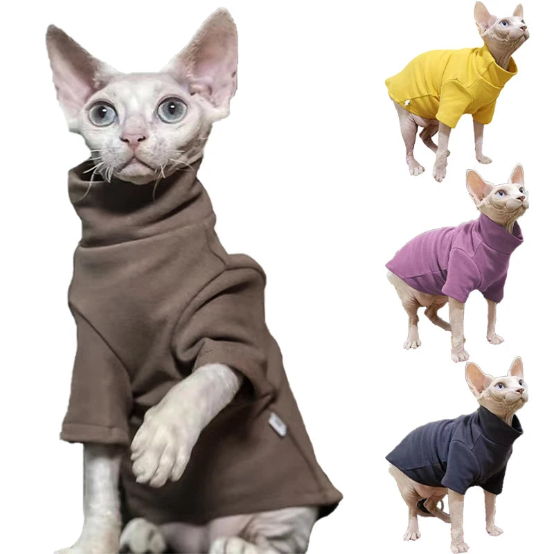 Winter Warmth Sphynx Cat Clothes - Soft Pet Pullover Shirt