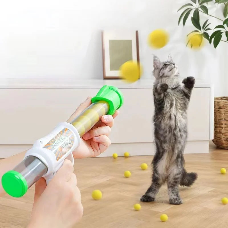 Interactive Cat Toy Shooter - Teaser Gun with Plush Balls