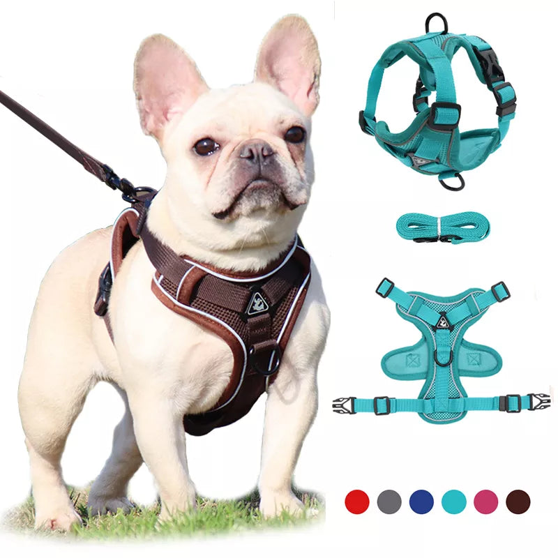 Adjustable Reflective Dog Harness Leash Set for Small and Large Pets