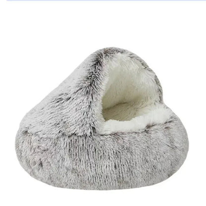 Round Cat Nest Bed - Winter Warm Sleeping Bag for Cats and Small Dogs - View 4 - Happy Tail Center
