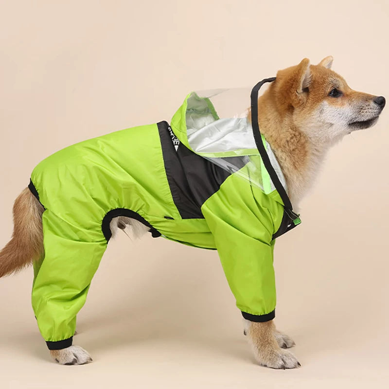 Waterproof Pet Raincoat with Transparent Hood – Hooded Jumpsuit Jacket for Dogs and Cats - Happy Tail Center