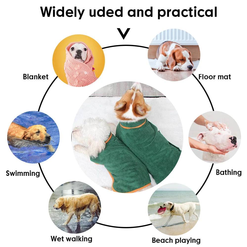 Dog Bathrobe - Quick Dry, Absorbent Bath Towel for Small, Medium, and Large Dogs - Happy Tail Center