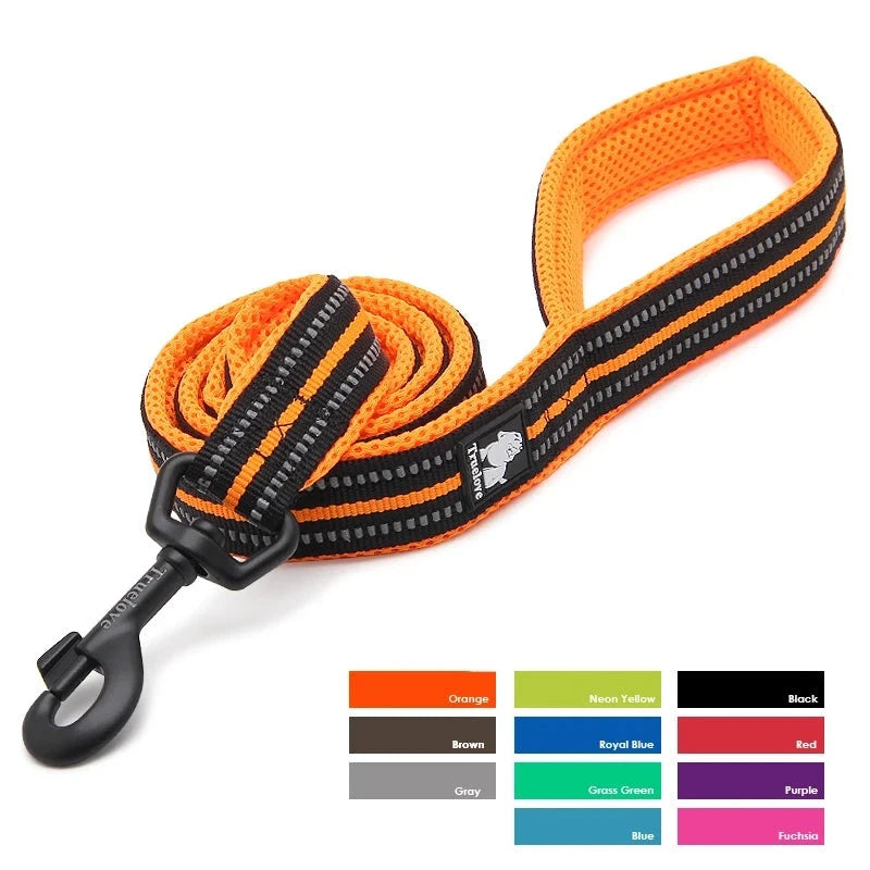 Reflective Nylon Mesh Pet Leash – Soft and Padded: Ideal for Walking and Training - Happy Tail Center