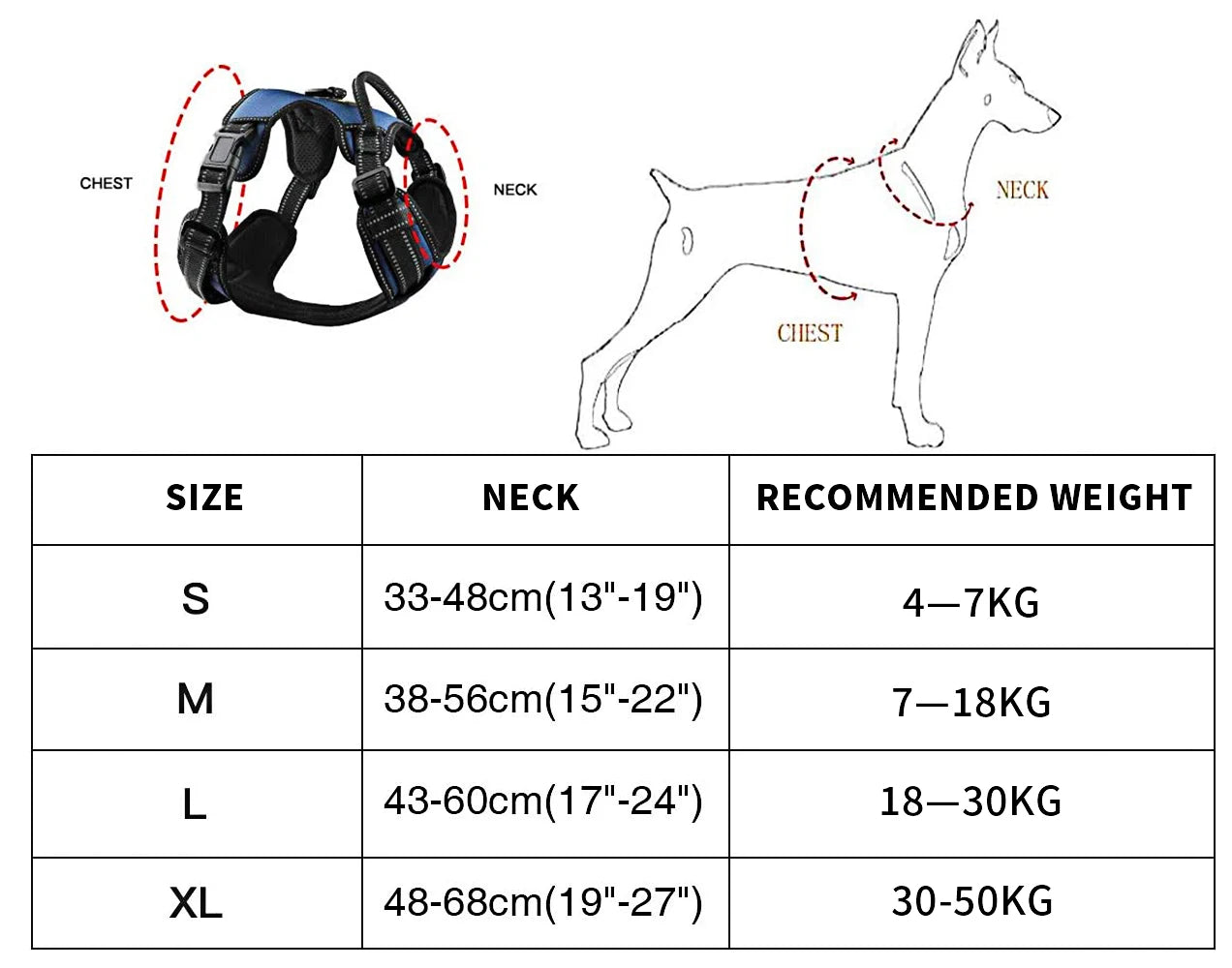 No Pull Dog Harness - Reflective Nylon Adjustable Vest for Medium and Large Dogs - Safety Lead for Walking and Running - Happy Tail Center