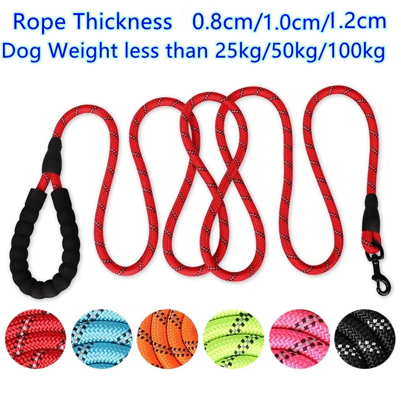 Reflective Strong Dog Leash – 150/200/300cm for Small, Medium, and Large Dogs - Happy Tail Center