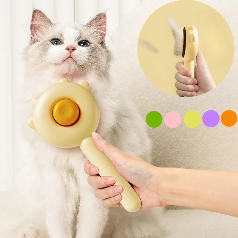 Self-Cleaning Slicker Brush for Dogs and Cats - Removes Undercoat Tangled Hair, Massages for Circulation - Happy Tail Center