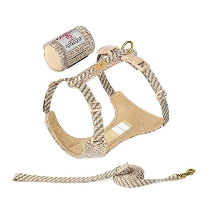 Adjustable No-Pull Pet Harness and Leash Set in Harris Tweed Fabric - View 5 - Happy Tail Center