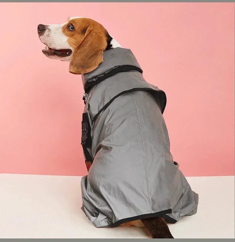 Reflective Outdoor Large Dog Raincoat: Waterproof Sunscreen Hoodie Jacket - Happy Tail Center