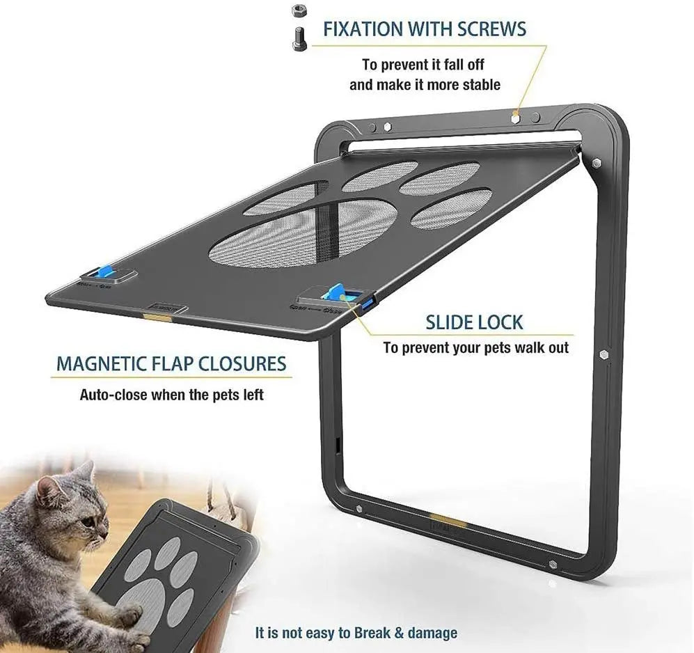 Lockable Magnetic Pet Door - Self-Closing Flap for Dogs and Cats