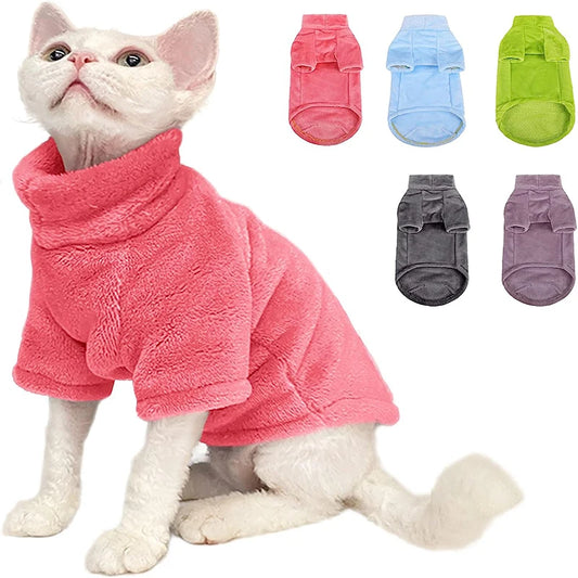 Winter Turtleneck Cat Sweater Coat - Warm Pet Clothing