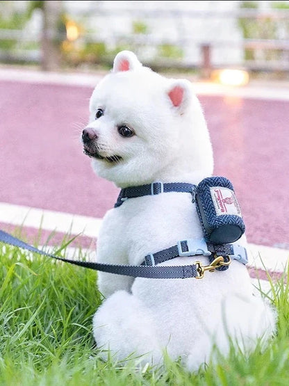 Adjustable No-Pull Pet Harness and Leash Set in Harris Tweed Fabric - View 3 - Happy Tail Center
