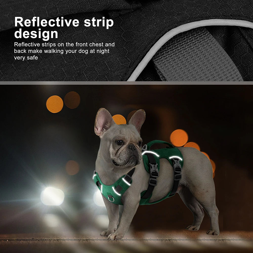 Reflective Nylon Dog Harness - Durable Adjustable Vest with Handle for Small, Medium, and Large Dogs - Happy Tail Center