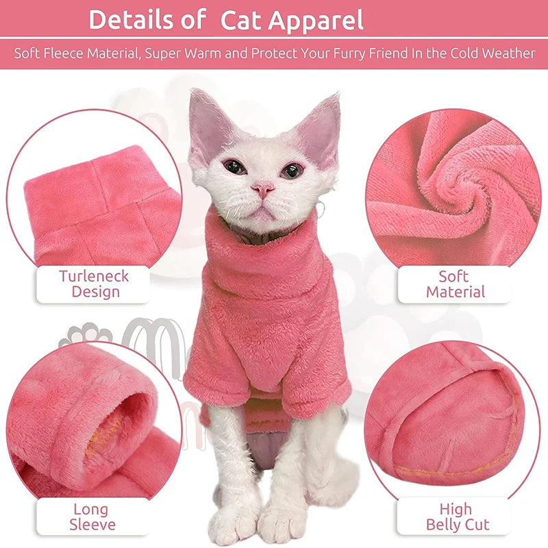 Winter Turtleneck Cat Sweater Coat - Warm Pet Clothing