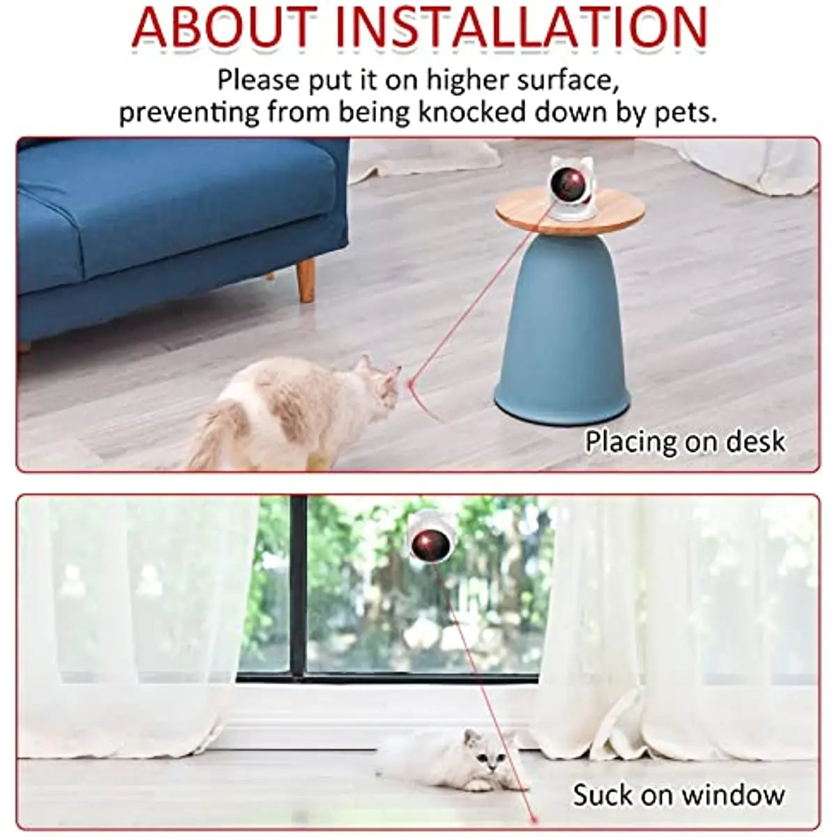 ATUBAN Rechargeable Motion Activated Cat Laser Toy - Interactive Auto Laser for Cats and Dogs