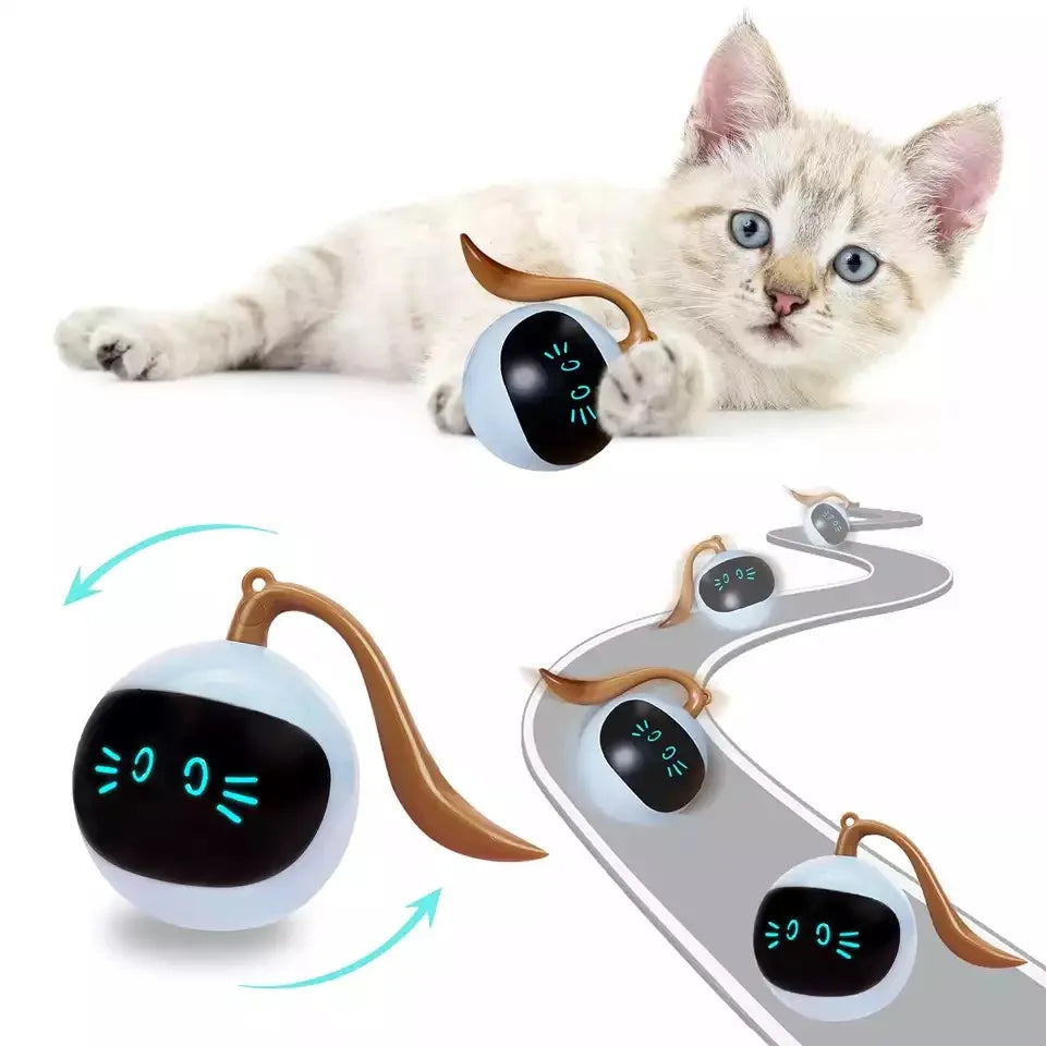 Smart Interactive Cat Toy – Dynamic LED Self-Rotating Ball - Happy Tail Center