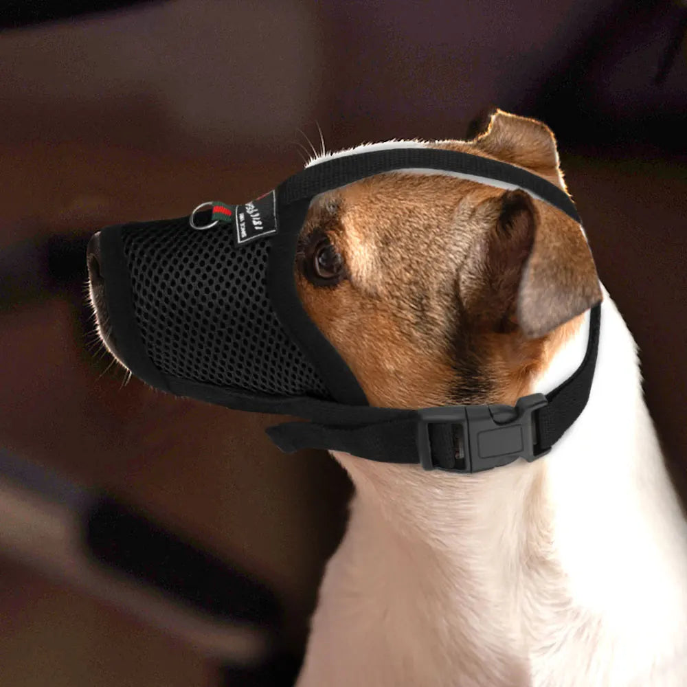 Mesh Breathable Dog Muzzle – Anti-Biting Nylon Training Muzzle for Dogs - Happy Tail Center