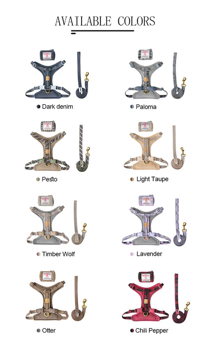 Adjustable No-Pull Pet Harness and Leash Set in Harris Tweed Fabric - View 14 - Happy Tail Center