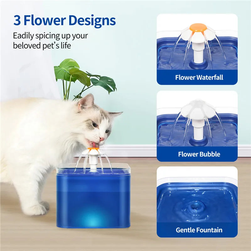 2L Automatic Pet Water Fountain with LED Lighting & USB