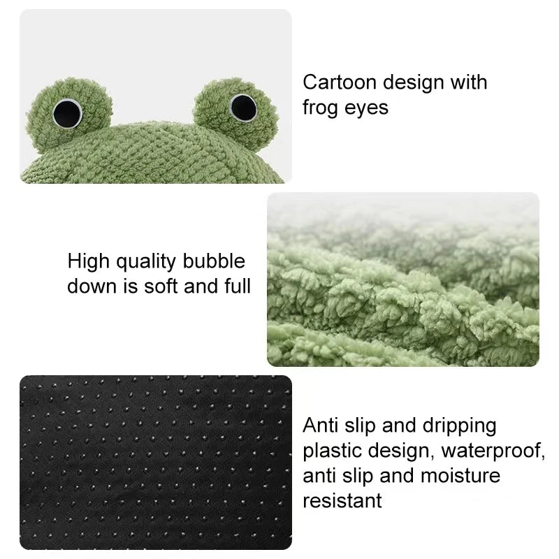 Cartoon Frog Pet Cat Bed | Plush Round Dog Bed for Winter Warmth & Deep Sleep