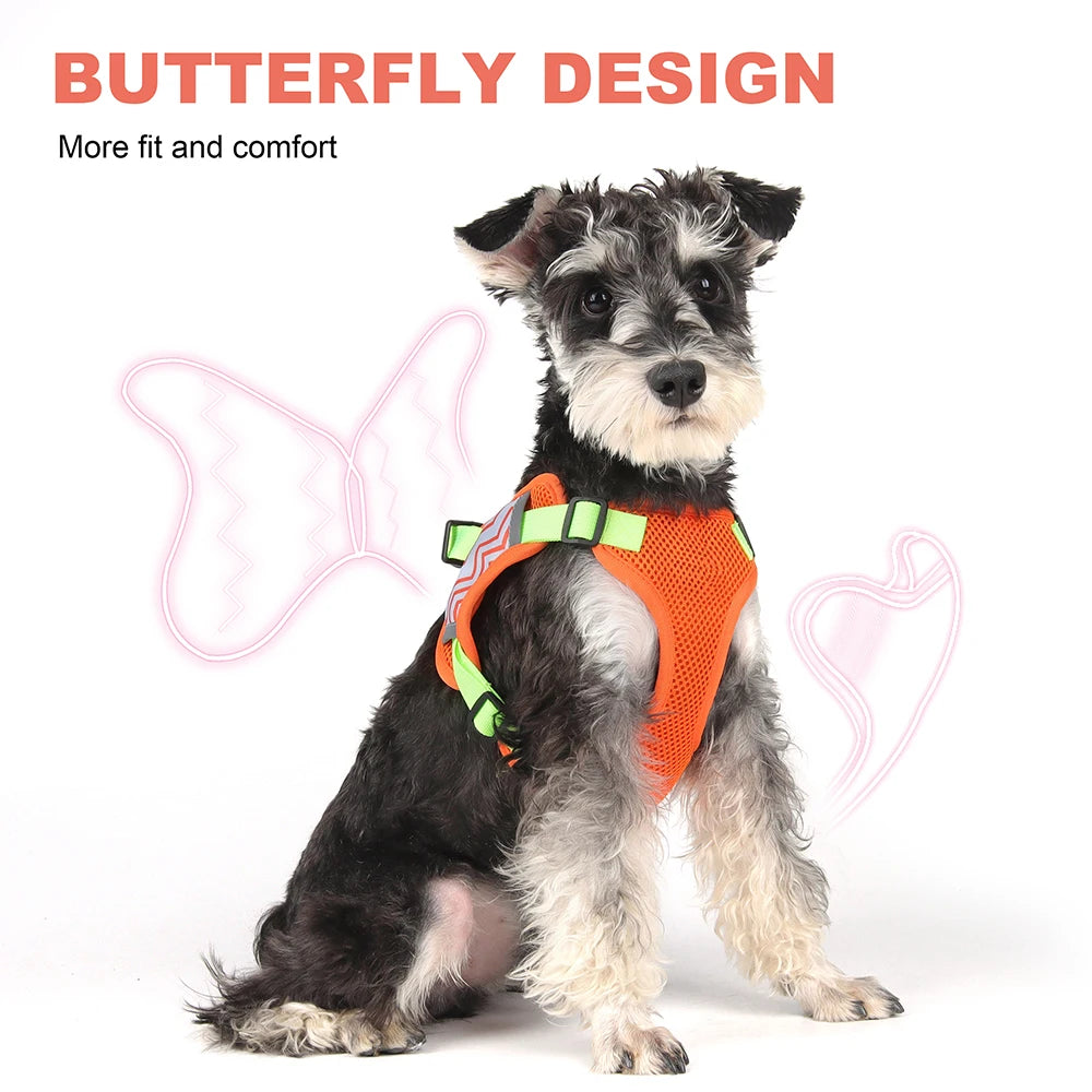 Soft Mesh Dog Harness and Leash Set - Reflective Breathable Vest for Small to Large Dogs - Happy Tail Center