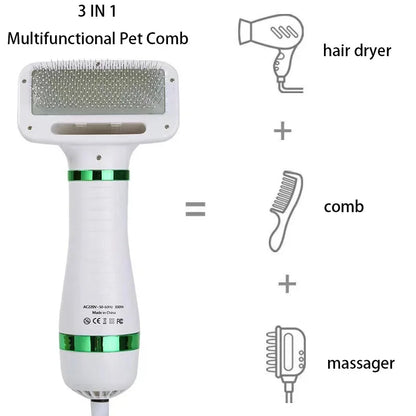 2-in-1 Pet Hair Dryer and Slicker Brush - Professional Grooming Tool for Cats and Dog - Happy Tail Center