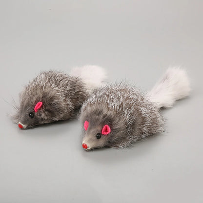Plush Mouse Cat Toy with Long-Haired Tail - Interactive Kitten Toy for Cats - View 4 - Happy Tail Center