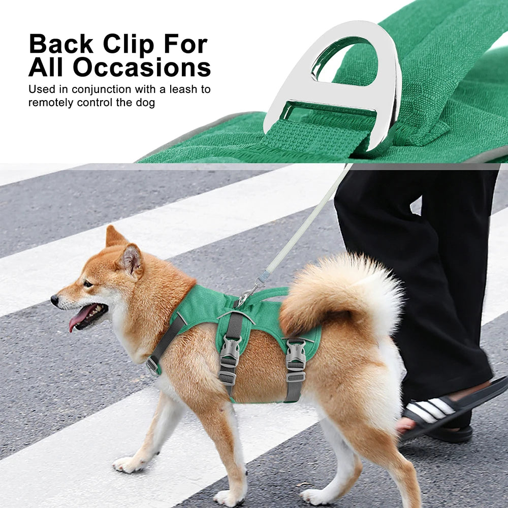 Reflective Nylon Dog Harness - Durable Adjustable Vest with Handle for Small, Medium, and Large Dogs - Happy Tail Center