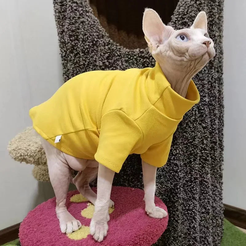 Winter Warmth Sphynx Cat Clothes - Soft Pet Pullover Shirt