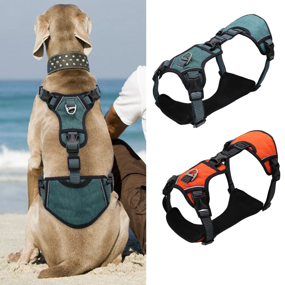 Breathable Dog Harness Reflective Nylon Vest - Adjustable for Medium Large Dogs, Ideal for Running, Training - Happy Tail Center