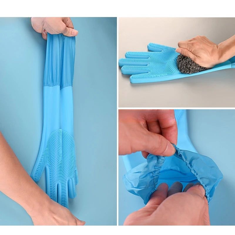 Pet Grooming Cleaning Gloves - Soft Silicone Bathing and Shampoo Scrubber - Hand Skin Protection for Dogs and Cats - Happy Tail Center