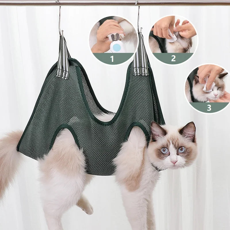 Grooming Hammock Bath Bag for Nail Cutting - Anti-Scratch Restraint Bag for Cat & Dog Trimming - Happy Tail Center