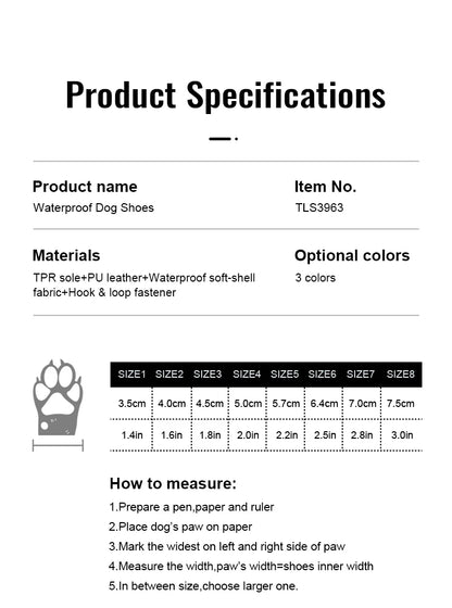 Waterproof Dog Shoes for Large & Medium Dogs - Winter Boots & Paw Protectors with TPR Sole - Happy Tail Center