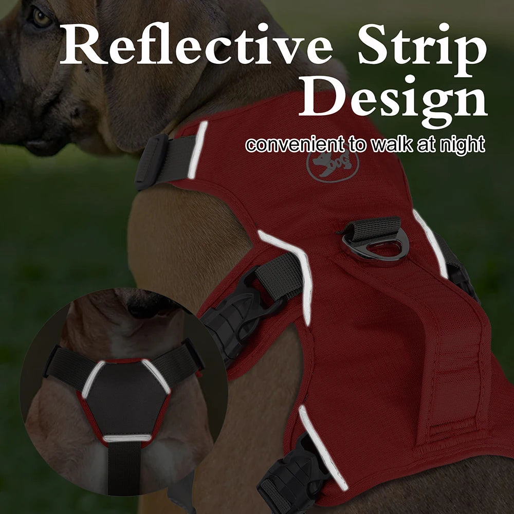 No Pull Reflective Nylon Dog Harness - Adjustable Waterproof Mesh Vest with Handle for Small to Large Dogs - Happy Tail Center