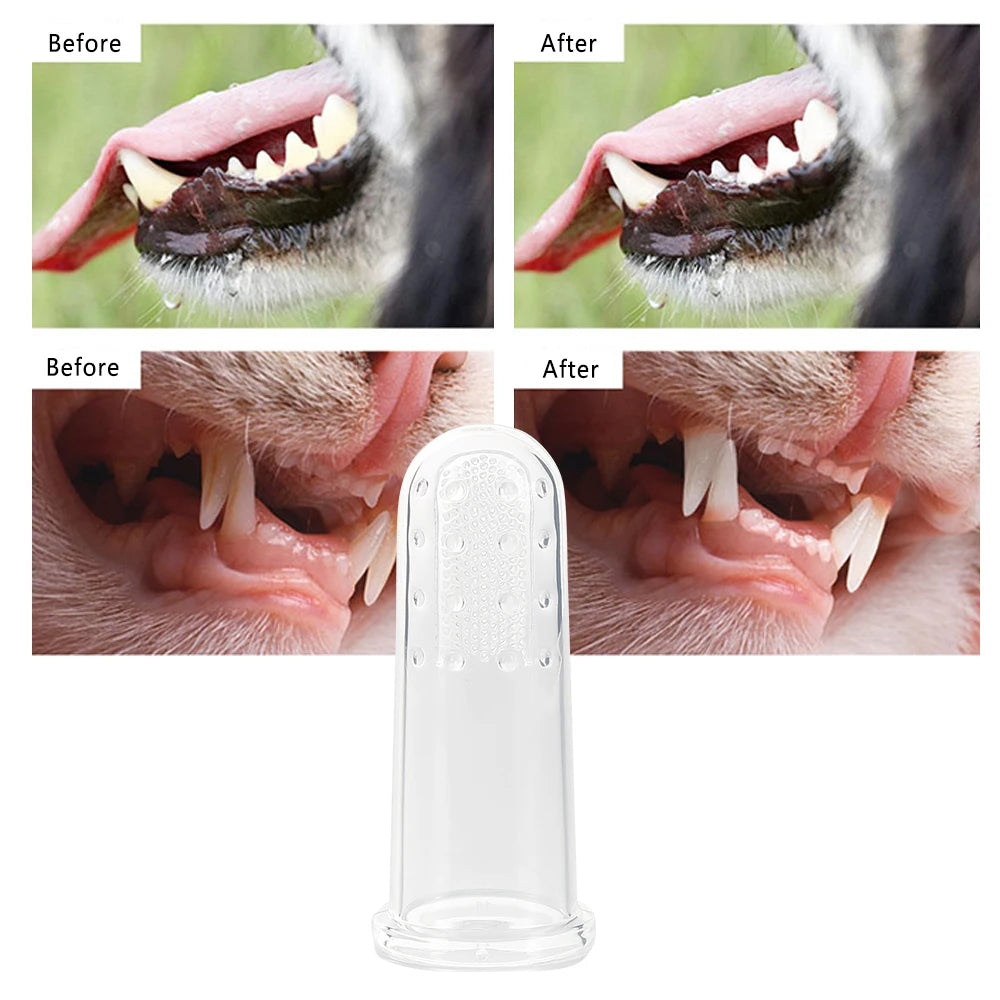 Soft Finger Toothbrush for Pets - Silica Gel Brush for Dental Care