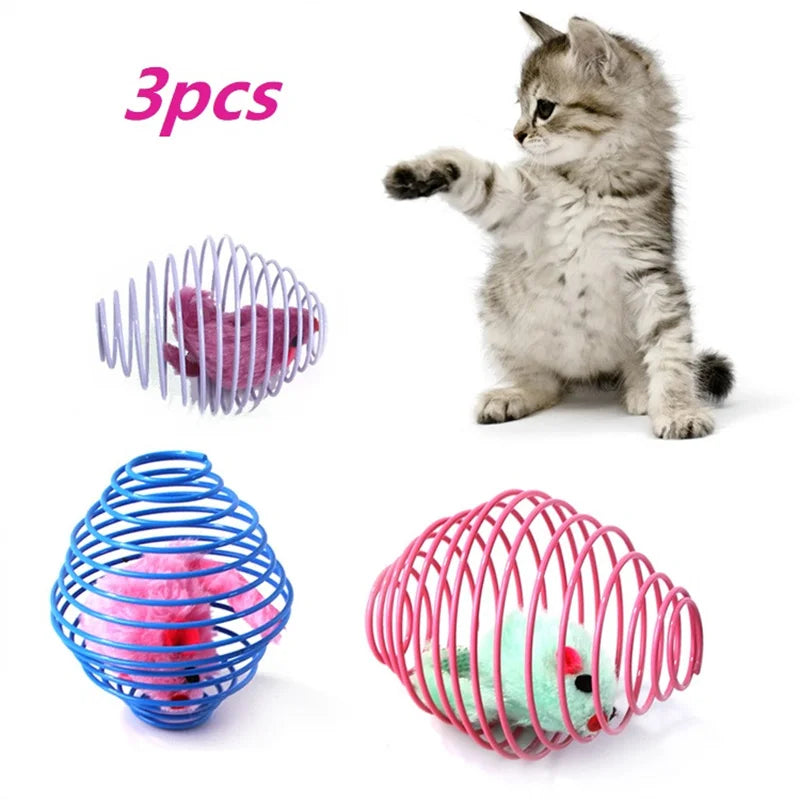 3pcs Mouse in Ball Cage Toys – Interactive Cat Training Toys with Rattle, Plastic Balls for Cats - Happy Tail Center