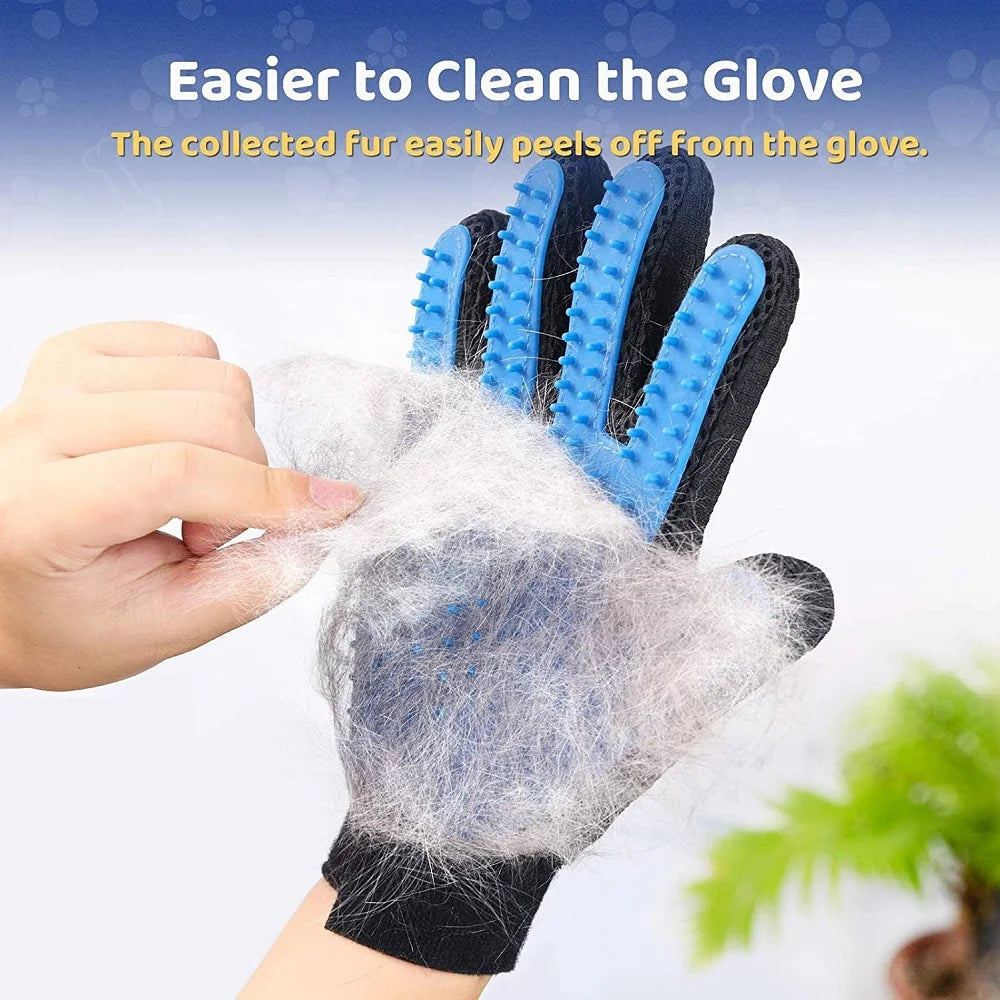 Rubber Pet Grooming Glove - Deshedding and Massage Tool for Cats and Dogs - Bath and Grooming Aid - Happy Tail Center