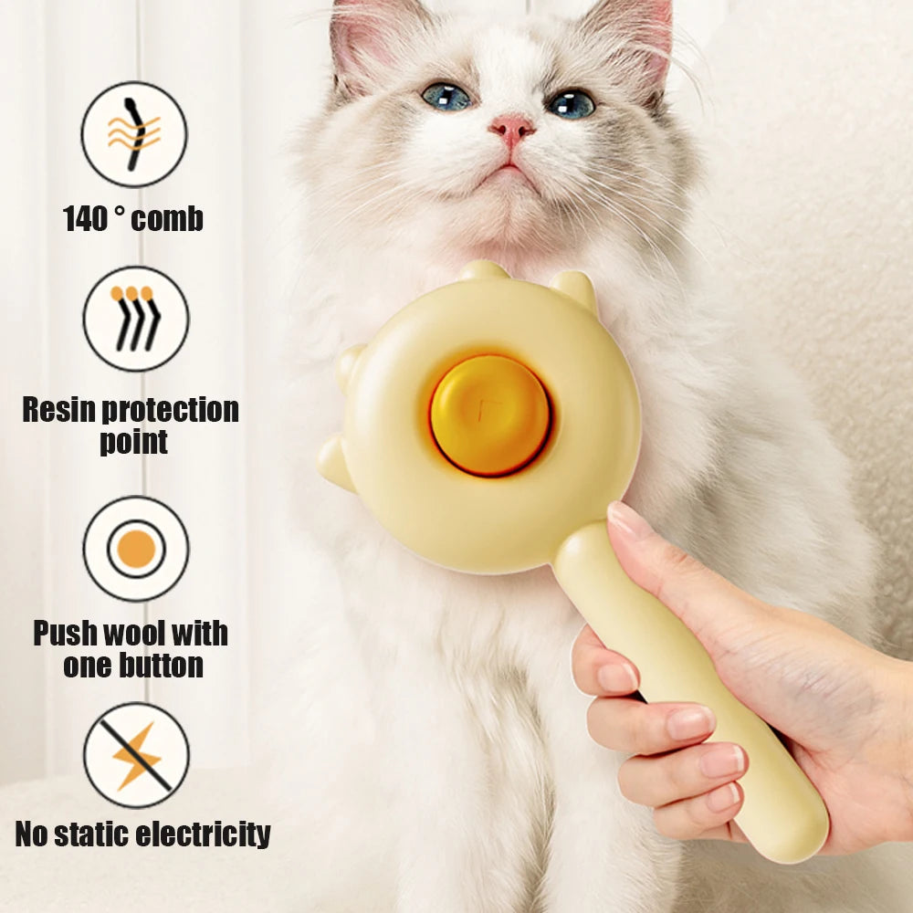 Self-Cleaning Slicker Brush for Dogs and Cats - Removes Undercoat Tangled Hair, Massages for Circulation - Happy Tail Center