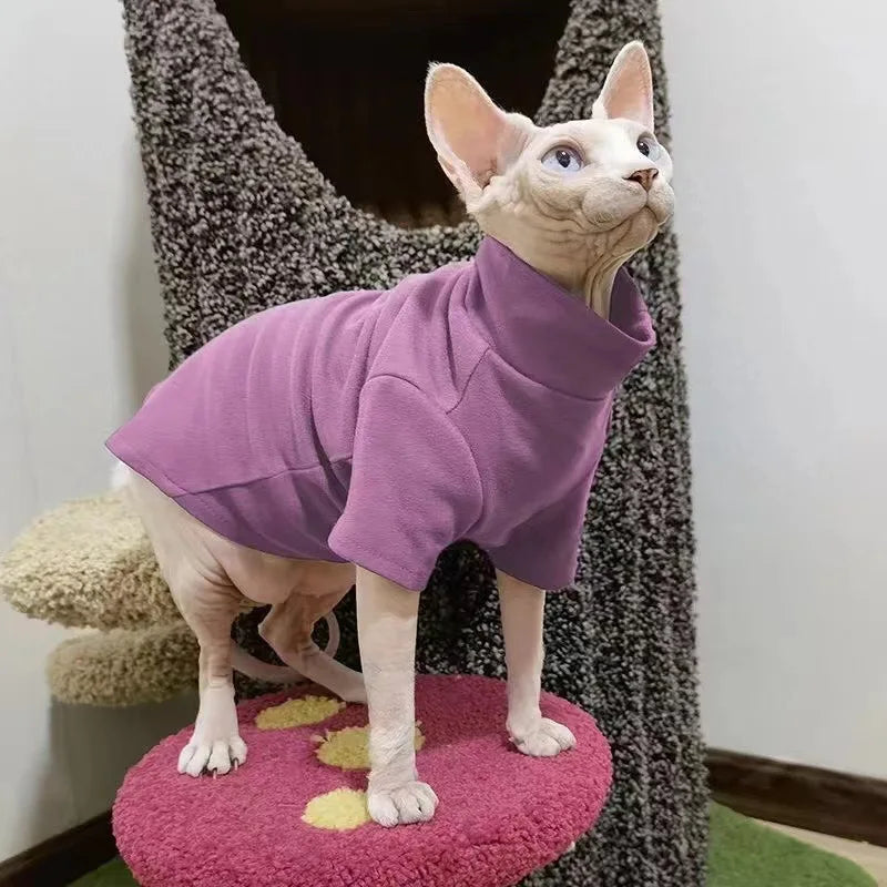 Winter Warmth Sphynx Cat Clothes - Soft Pet Pullover Shirt