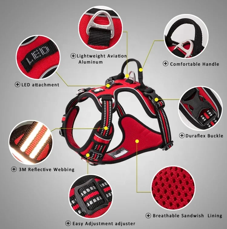 Reflective Pet Harness and Leash Set: No-Pull Design - Happy Tail Center